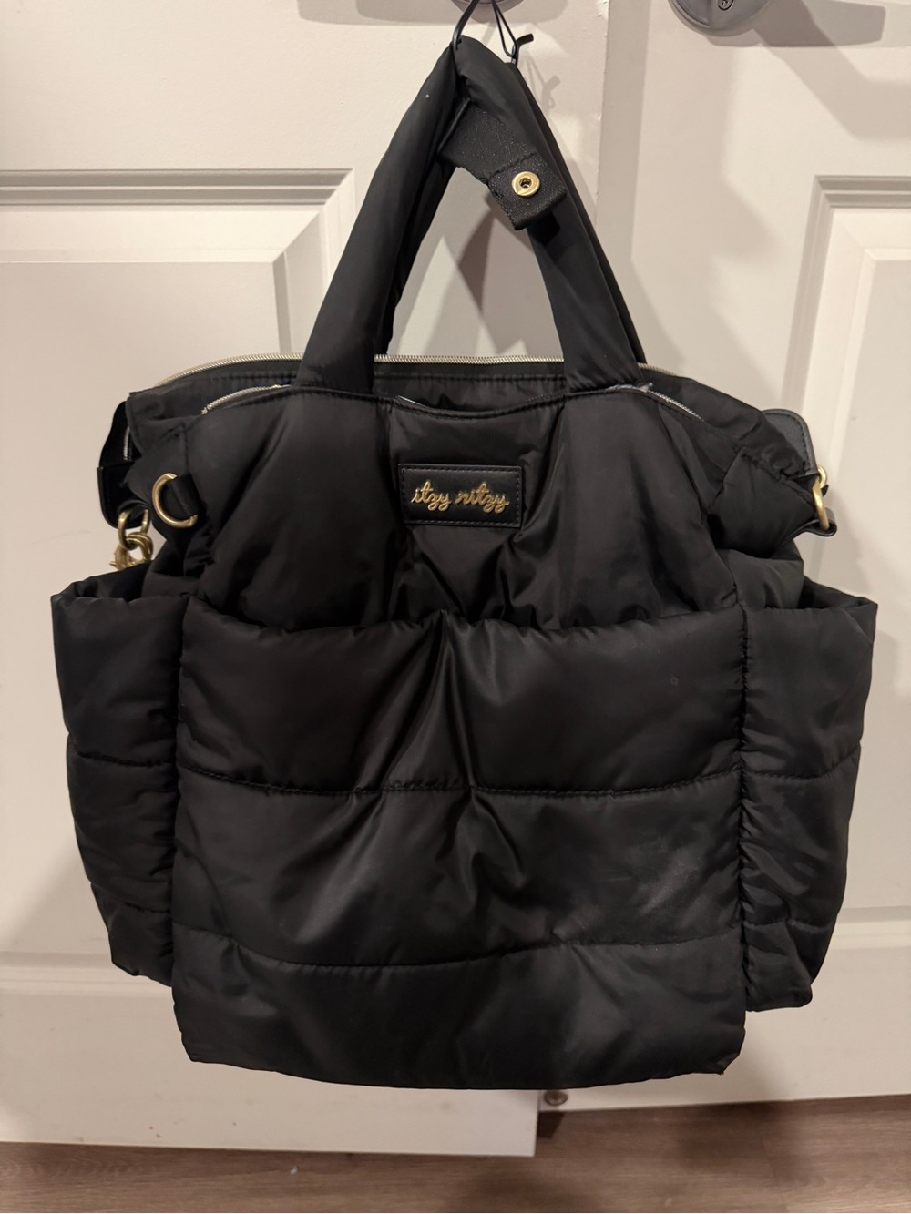 Itzy Ritzy Black Quilted Baby Bag Tote